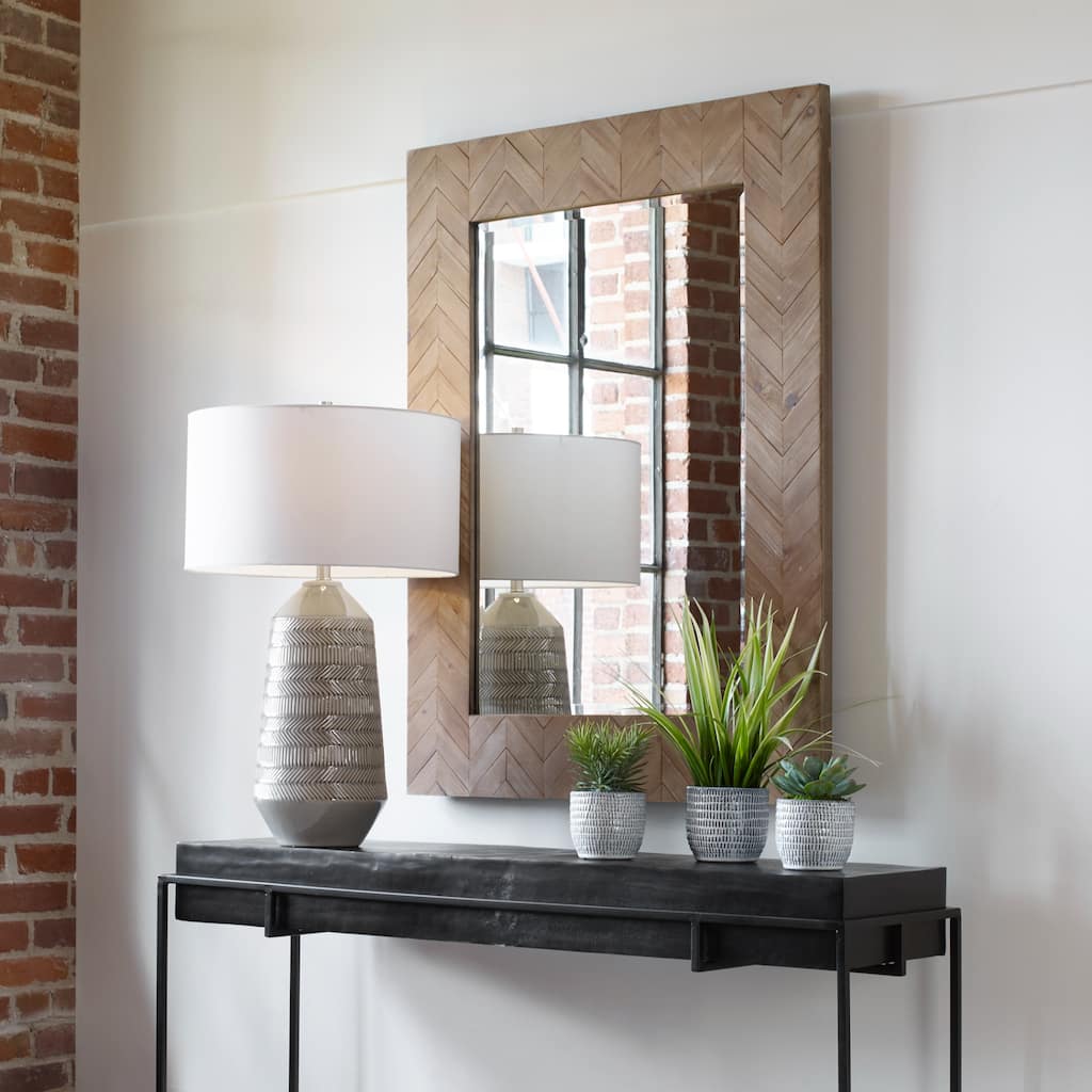 Small Chevron Wooden Framed Wall Mirror - 47"