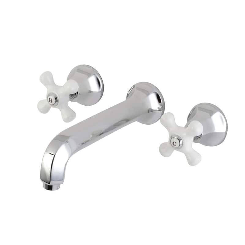 Kingston Brass Metropolitan Wall Mounted Tub Filler with Porcelain - Polished Chrome