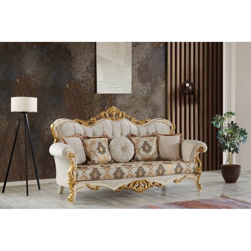 Balim 90" Wide, Mid-Century Modern, Traditional Sofa - Cream