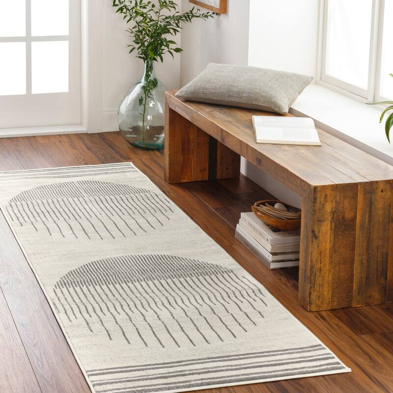Artistic Weavers Joel Mod Black/Ivory Ombre Geometric Striped Area Rug