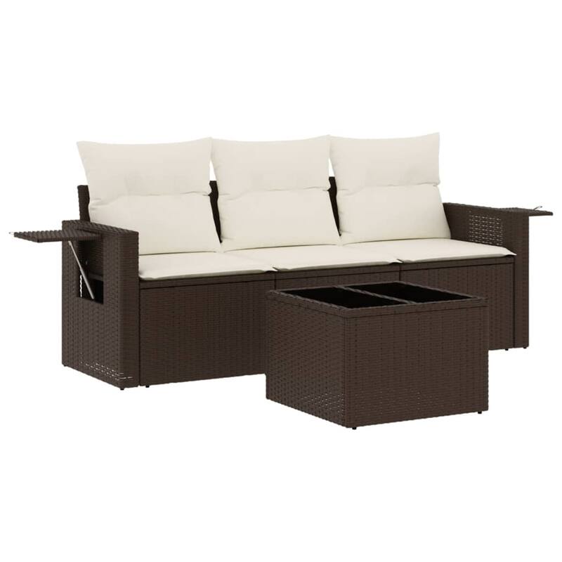 vidaXL Garden Sofa Set Brown, Cream White
