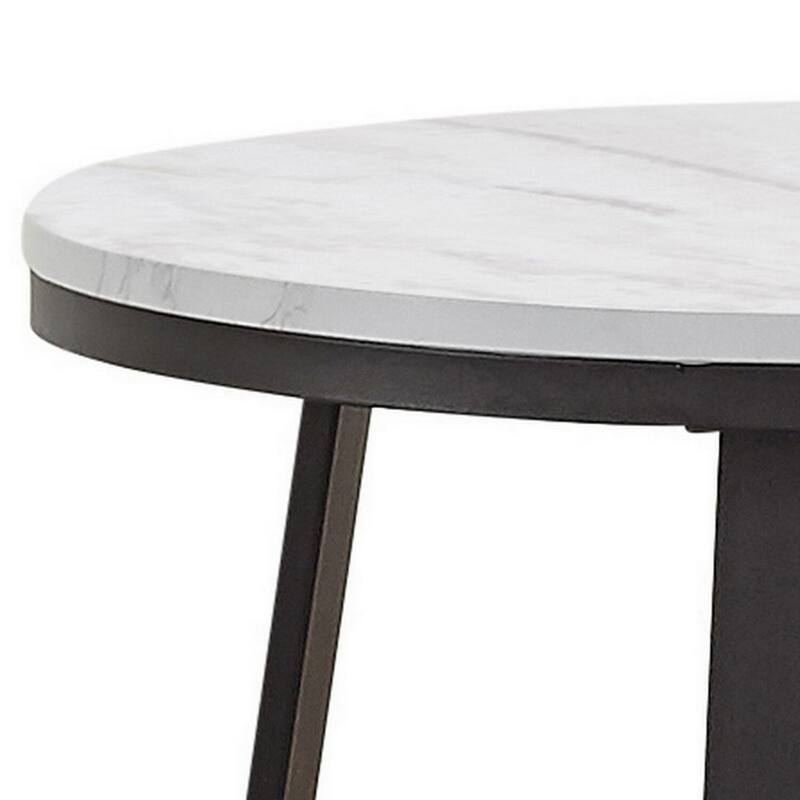 23 in. White and Black Round Faux Marble End Table, Sturdy Build End Side Table for Living Rooms