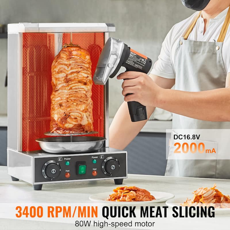 Electric Shawarma Knife Doner Kebab Meat Slicer with 2 Blades