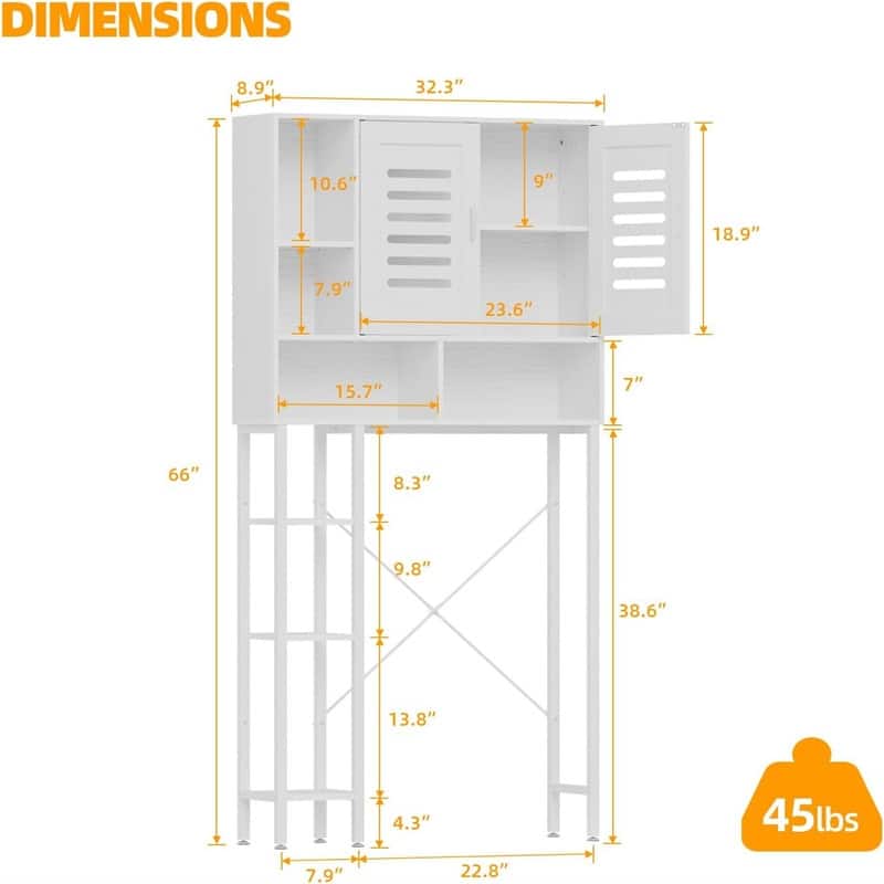 Over The Toilet Storage - 8.86"D x 32.28"W x 65.75"H