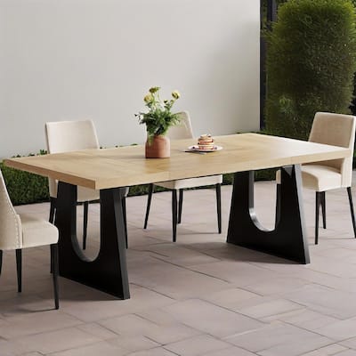 Rustic Wooden Dining Table 71 Inch Country Style for 6 to 8 People Waterproof Scratch Resistant MDF Top