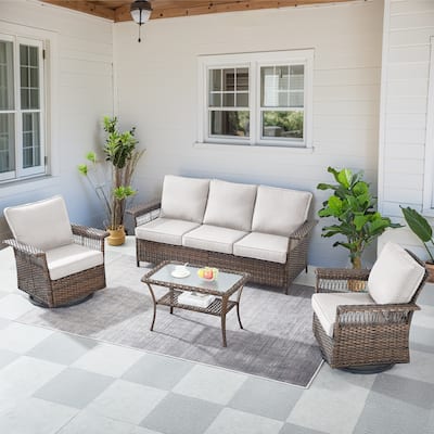 Gymojoy Outdoor Patio Sofa with Rokicng Chair Table