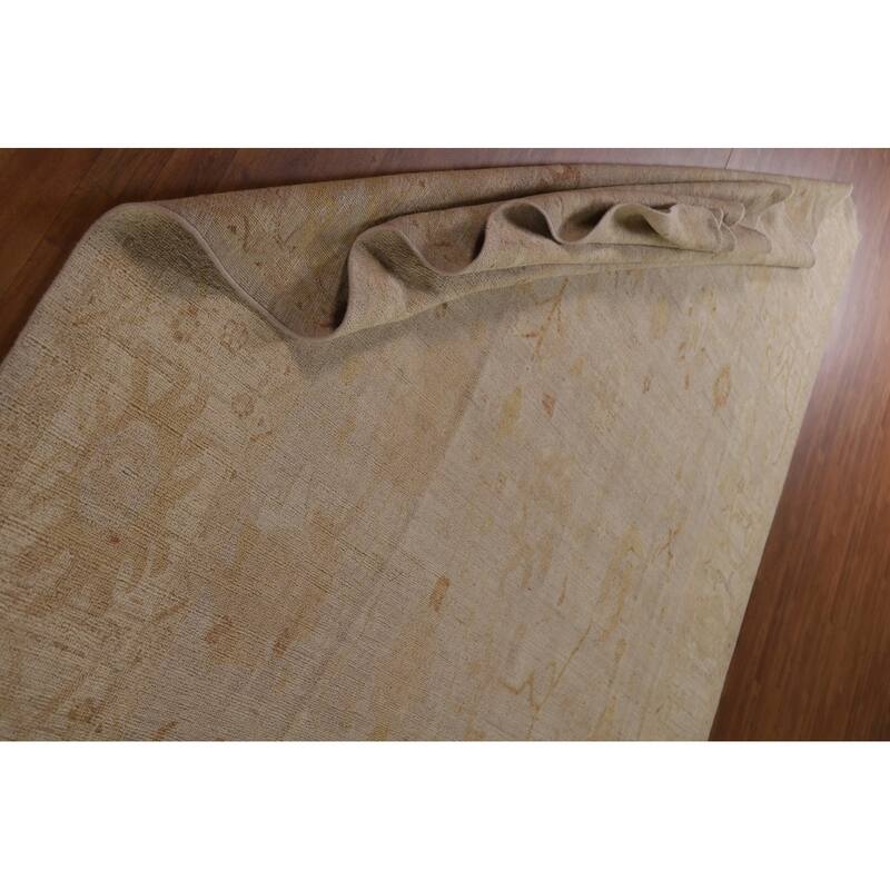 Vegetable Dye Oushak Turkish Area Rug Handmade Floral Wool Carpet - 8'8"x 11'9"