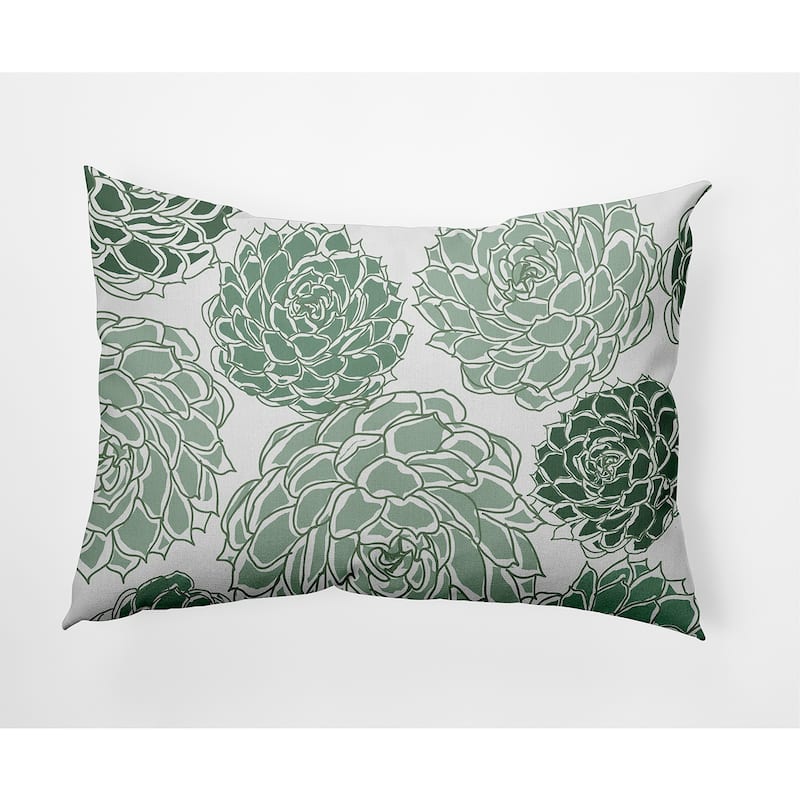 Olivia Floral Print Outdoor Pillow - 14" X 20" - Light Green