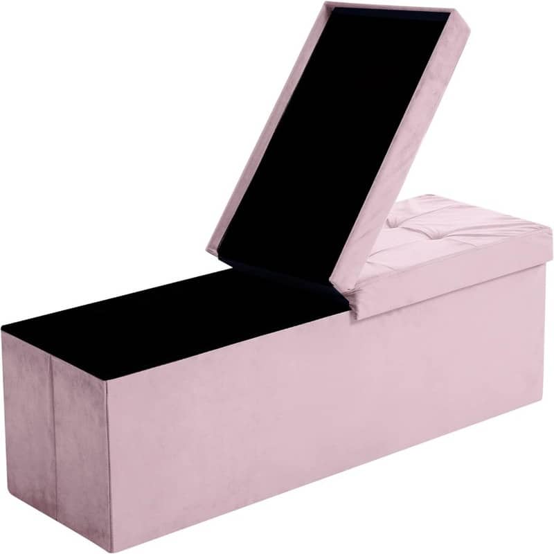 Storage Ottoman Bench Foldable Velvet