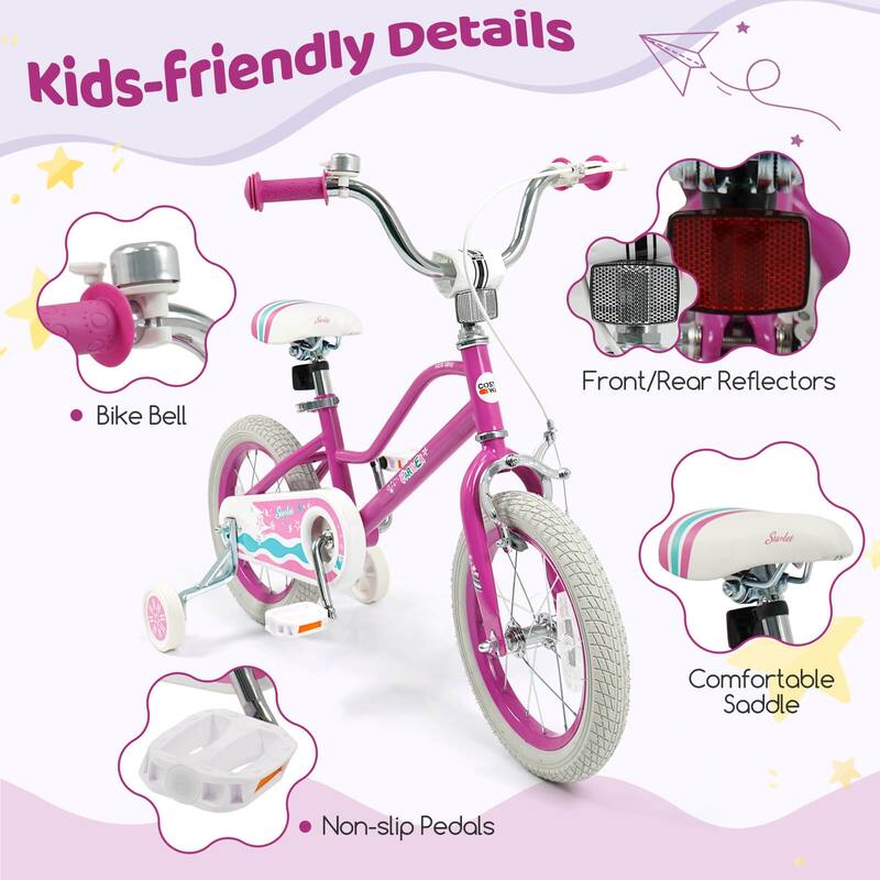 Costway 12”/14”/16”/18” Kids Bicycle with Dual Brake System Adjustable