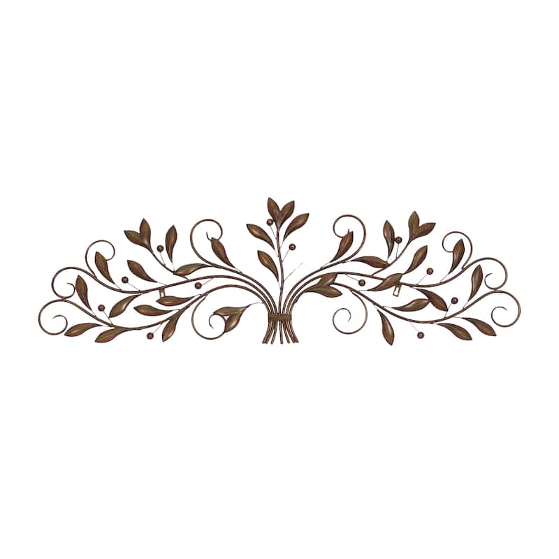 Metal Leaf Long Scrolled Home Wall Decor - Red or Blue - Roche River Decor - Red