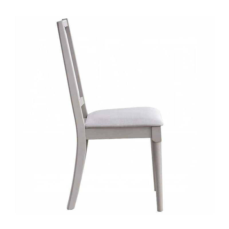 Set of 2 Upholstered Dining Chairs with Tapered Legs in Beige and Natural