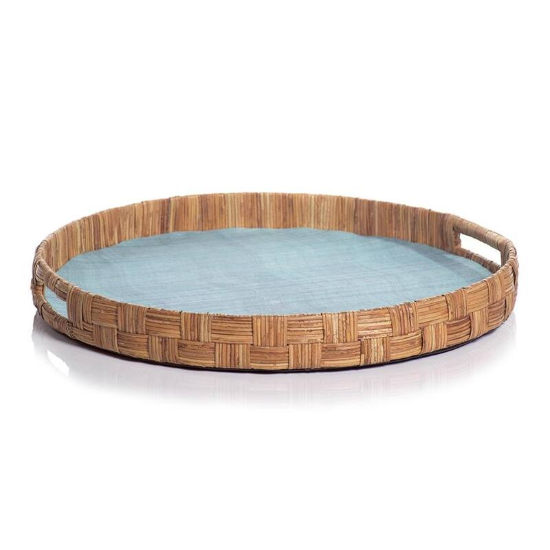 Galera 20" Round Abaca Silk Woven Cane Tray