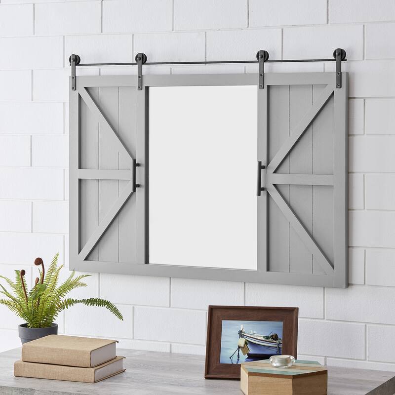 FirsTime & Co. Hayloft Farmhouse Barn Door Mirror - Grey