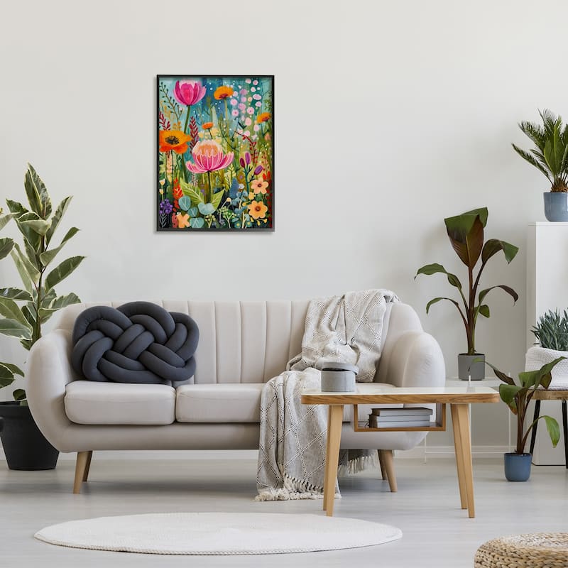 Stupell Whimsical Floral Garden Framed Giclee Art Design by LSR Design Studio
