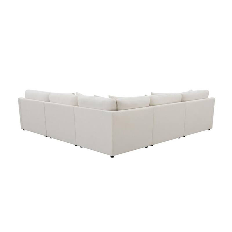 6 Piece Reversible Cushion Modular Sectional in Off-White