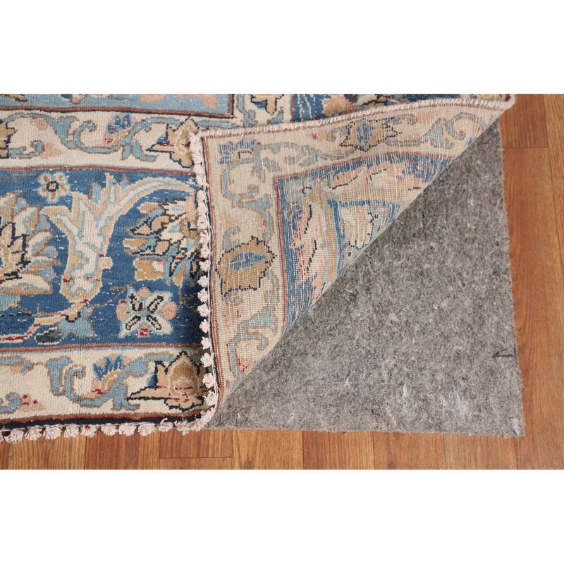 Distressed Mashad Persian Vintage Area Rug Hand-Knotted Wool Carpet - 8'5" x 11'5"