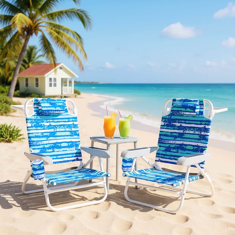 Costway 2 Pack Folding Beach Chair Lightweight Lay Flat Lounge Chair