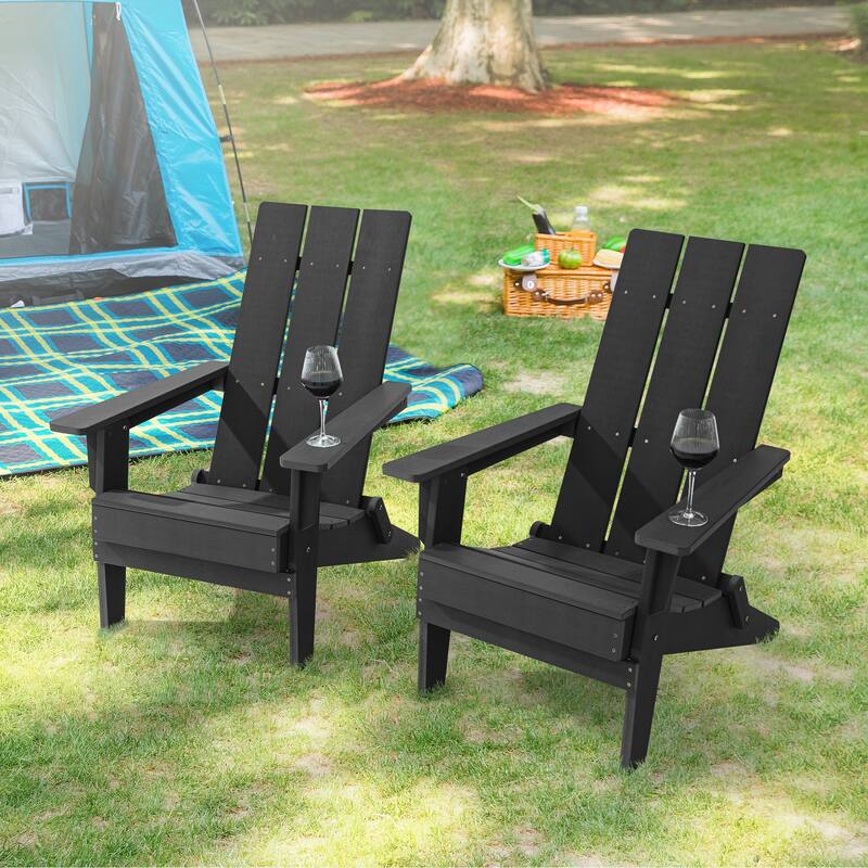 LIVOOSUN Patio Foldable Chair With Armrests,Resin Waterproof-Set of 2