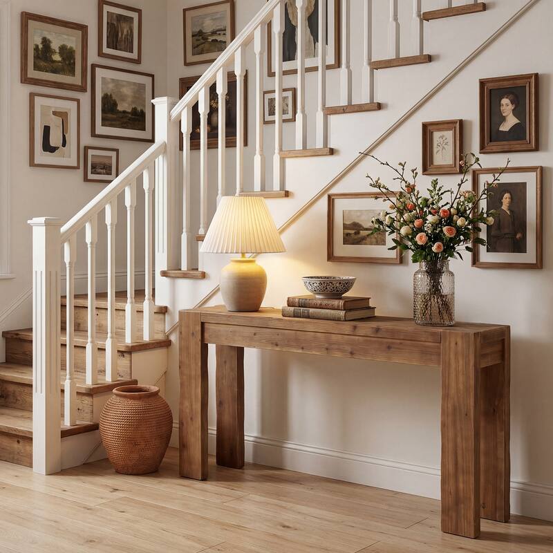 63-Inch Farmhouse Solid Wood Console Table