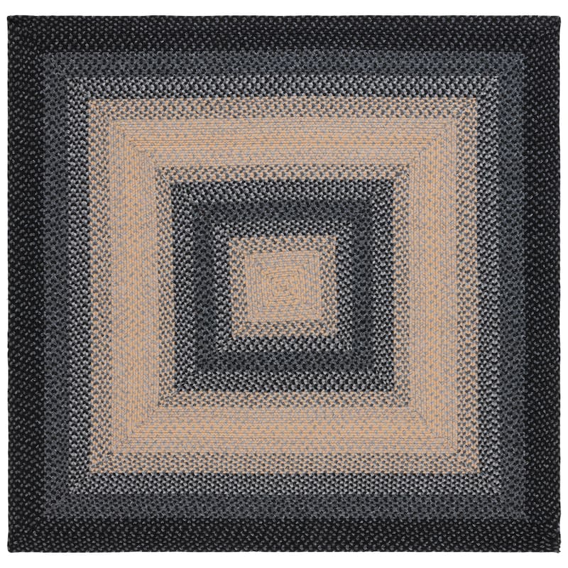 SAFAVIEH Handmade Braided Kita Country Rug - 6' Square - Black/Grey