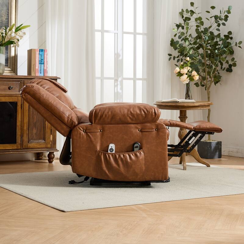 PU Leather Power Lift Recliner - Electric Heat & Massage Chair, Remote Control, Wide Seat - Elderly Comfort Assistive Recliner