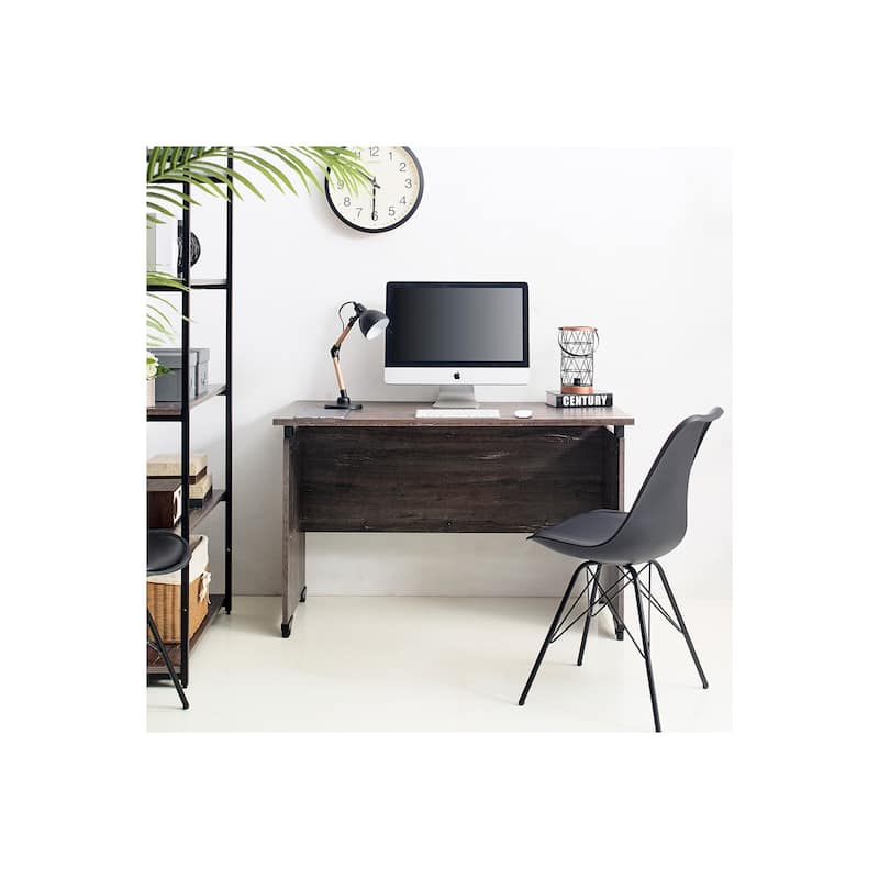 Retro Writing Desk - Rustic Gray Wood Desk for Home Office - Compact Computer Table
