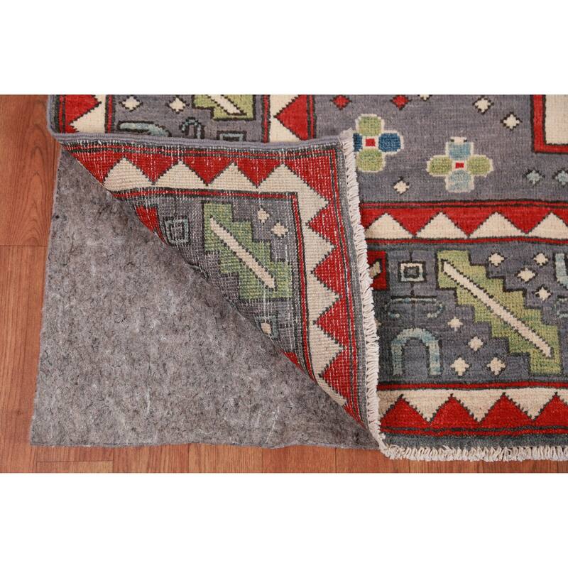 Hand Knotted Oriental 100% Wool Carpet Traditional Medallion Greys & Charcoal Kazak Area Rug - 10' 0'' X 8' 1''