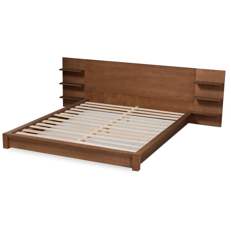 Elina Modern and Contemporary Platform Storage Bed with Shelves