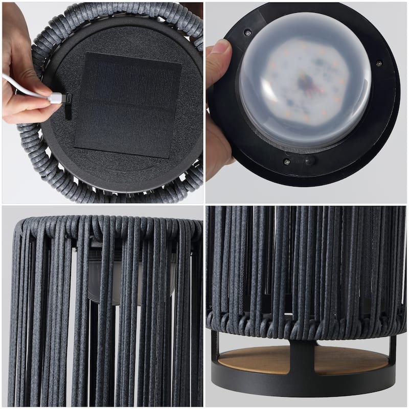 Modern Faux Indoor/Outdoor LED Solar Powered Lantern, By JONATHAN Y