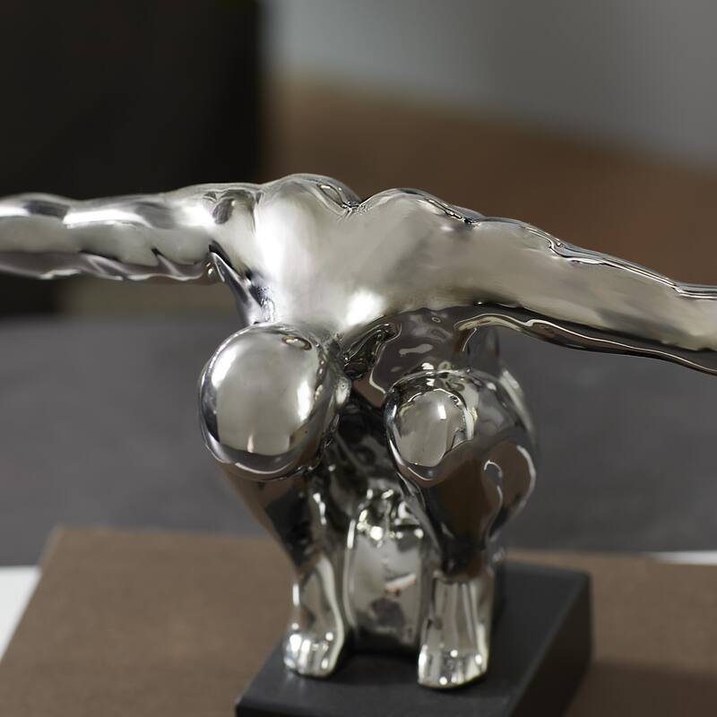 Silver Porcelain Ceramic Diver Decorative Sculpture