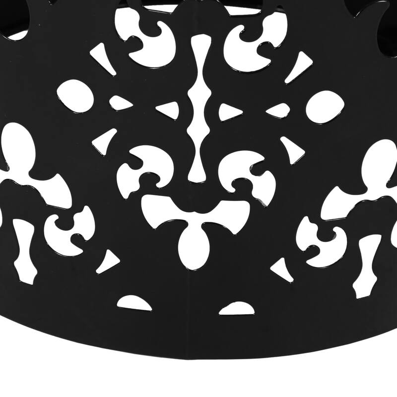 Roomfitters Outdoor Metal End Table, Large Accent Patio Table with Intricate Cutout Design
