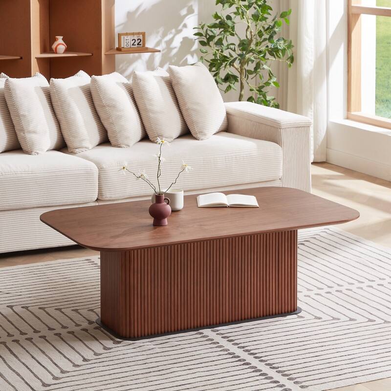 Coffee Table Walnut Wood Surface and Black Metel Feet
