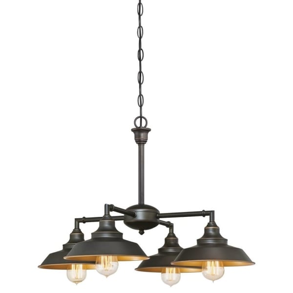 Westinghouse 6345000 Iron Hill 4 Light 9" Wide Single Tier Shaded Chandelier with Metal Shades