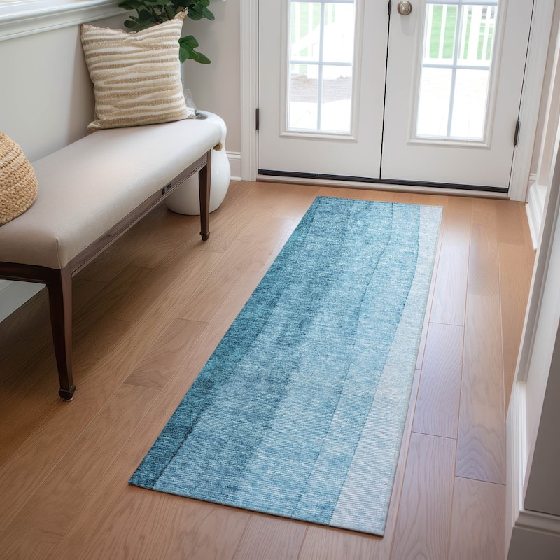 Machine Washable Indoor/ Outdoor Chantille Modern Horizon Rug