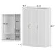 preview thumbnail 12 of 11, 3 Door Wardrobe Closet with 2 Hanging Rods and 5 Shelves, 47.2" White Armoire Wardrobe Freestanding Clothes Storage Cabinet