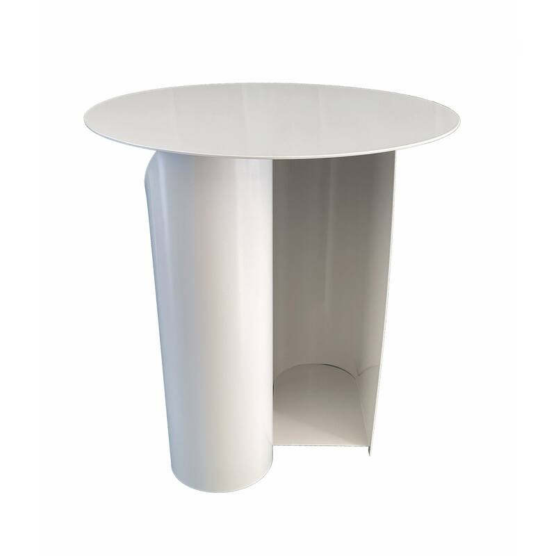 18 in. White Round Metal End Table, Sturdy Build End Side Table for Living Rooms