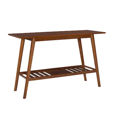 Mid-Century Console Table with Bottom Shelf - 47" - Brown
