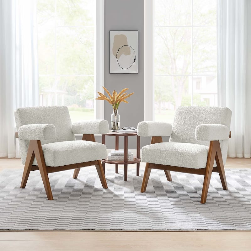 Lyra Boucle Fabric Armchair - Set of 2