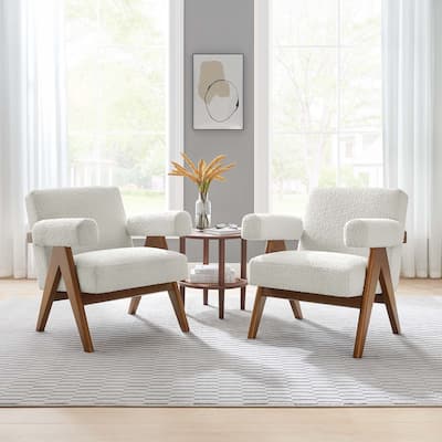 Lyra Boucle Fabric Armchair - Set of 2