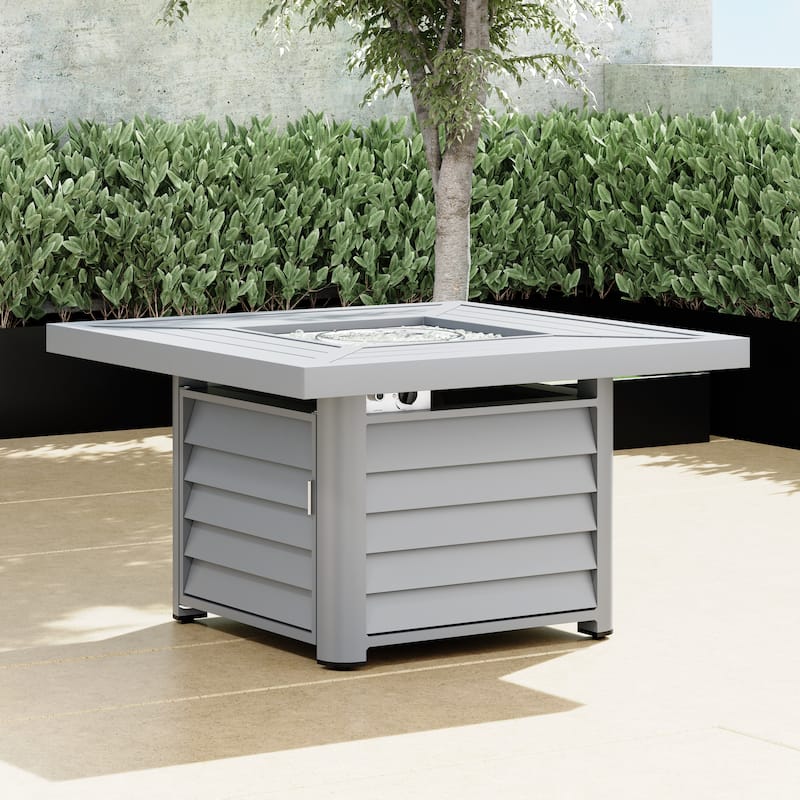 Corvus Abruzzo 42 Inch Square Aluminum Propane Fire Pit Table