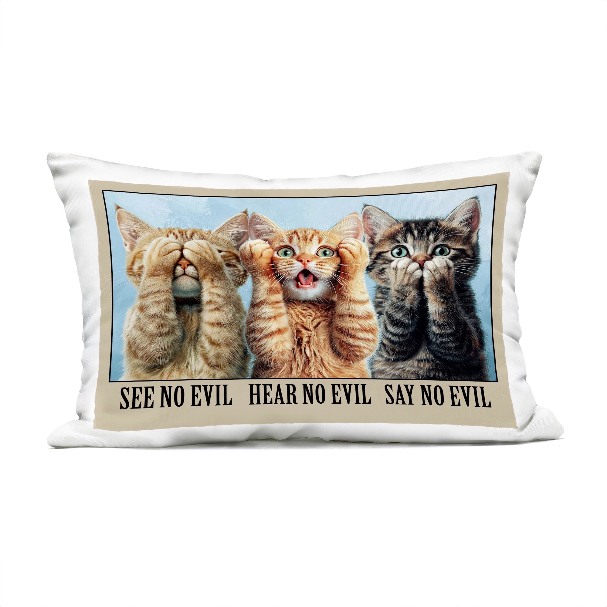 Stupell See No Evil Cats Printed Outdoor Throw Pillow Design by Jim Baldwin
