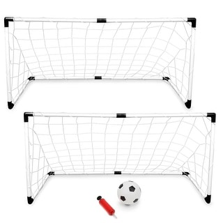 Set of Two Youth Soccer Goals with Soccer Ball and Pump - 47.5" x 22.5" x 25"