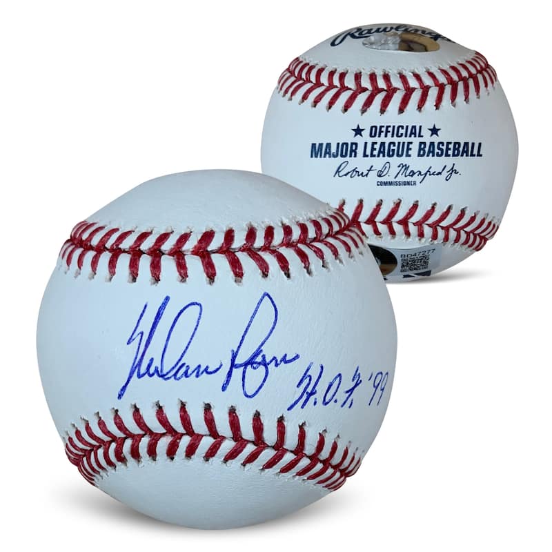 Nolan Ryan Autographed MLB Signed Hall of Fame HOF 1999 Baseball Beckett COA With UV Display Case - 8'6" x 11'6"
