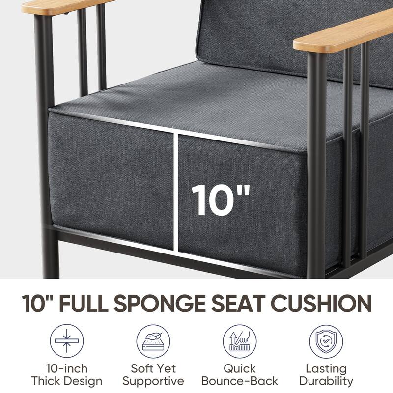 Puffin Metal Outdoor Lounge Chairs with 10-Inch Olefin Cushions (2-Pack)