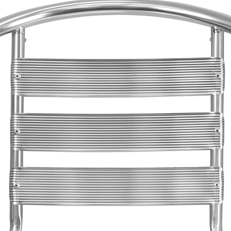 4 PK Commercial Aluminum Indoor-Outdoor Stack Chair - Triple Slat Back and Arms