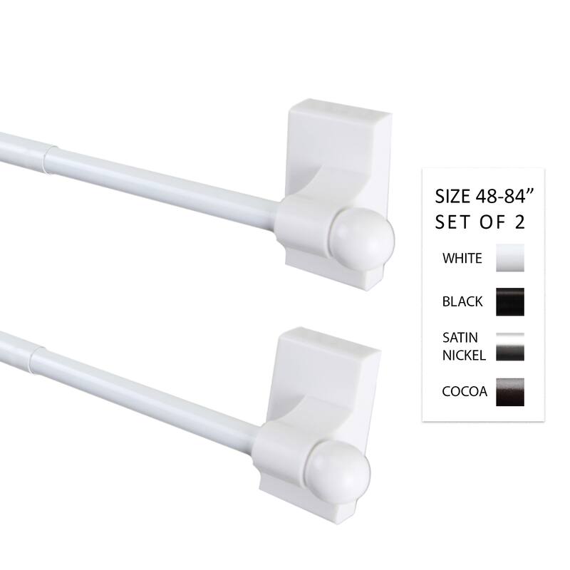 InStyleDesign 7/16 inch dia. Magnetic Rod 48-84 inch long (Set of 2) - 48 to 84 inches - White