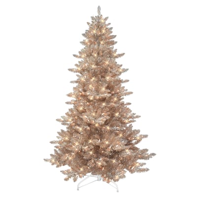 Puleo International 6.5 ft. Pre-lit Rose Gold Royal Majestic Spruce Artificial Christmas Tree