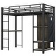 preview thumbnail 16 of 16, Black Twin Size Metal Loft Bed with Built-in Wardrobe, Desk, and Shelves