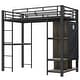 preview thumbnail 16 of 16, Practical Twin Size Metal Loft Bed,Wardrobe With Built-In Curtains,Full-Length Guardrail
